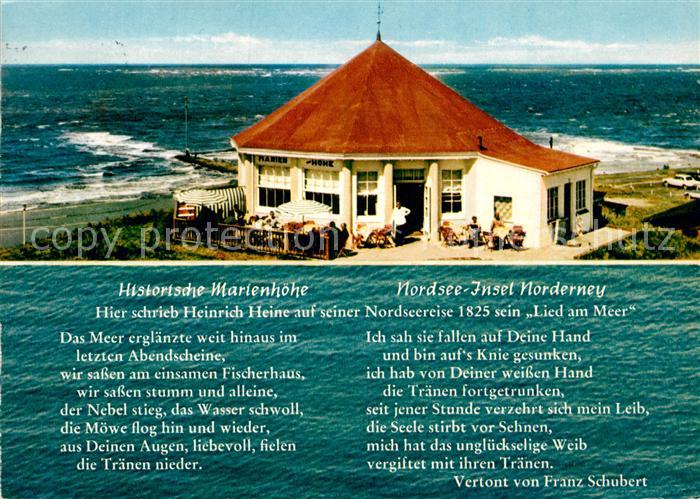 Norderney Nordseebad Marienhoehe Lied am Meer von Heinrich Heine