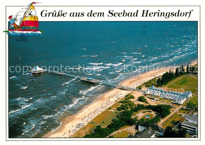 Heringsdorf Ostseebad Usedom Fliegeraufnahme mit Strand und Seebruecke