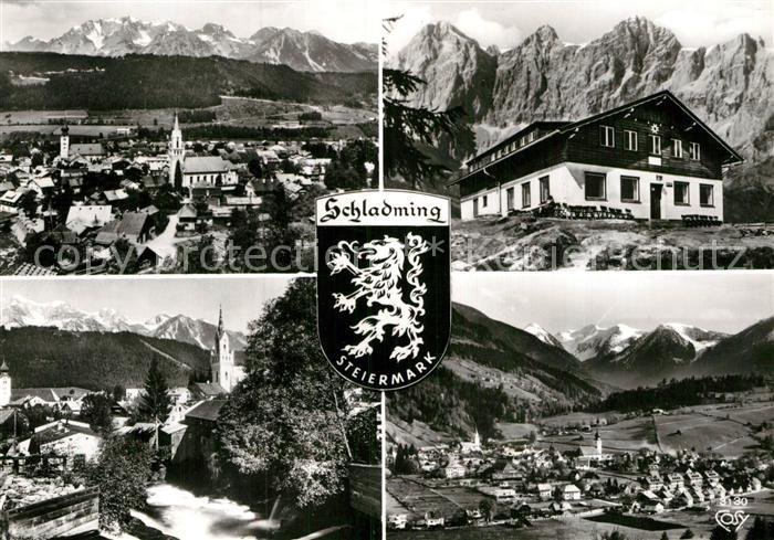 Schladming Obersteiermark Fliegeraufnahme gegen Dachstein Hochwurzer-Huette