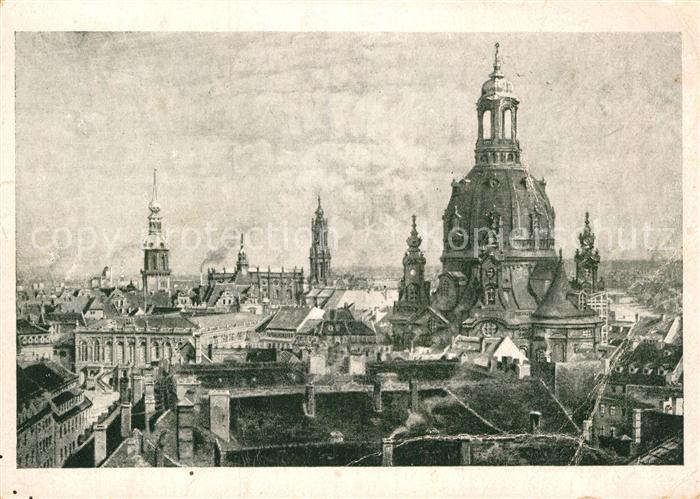 DRESDEN Elbe Kirchtuerm Kuenstlerkarte Fritz Beckert