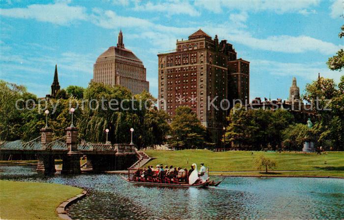 Boston Massachusetts Swan Boat on Public Gardens Unitarian Church John Hancock B