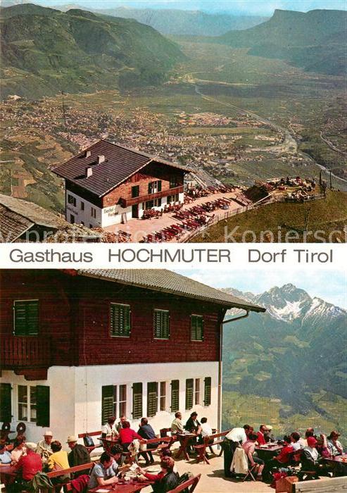 Dorf Tirol Gasthaus Hochmuter Fernsicht Alpenpanorama