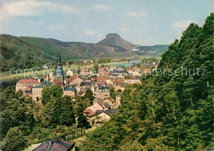 Bad Schandau Panorama mit Blick zum Lilienstein Tafelberg Elbsandsteingebirge
