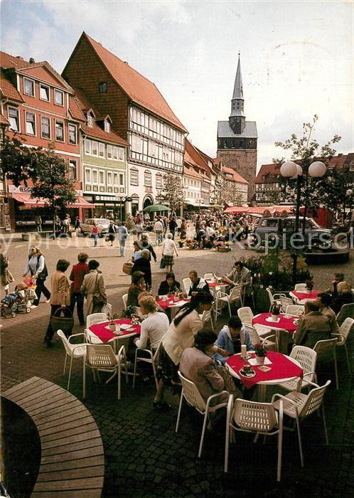 Osterode Harz Fussgaengerzone Kornmarkt Strassencafe