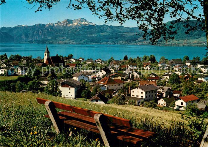 Weyregg Attersee Panorama mit Blick zum Schafberg