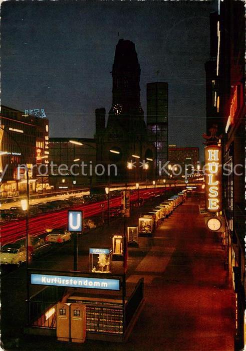 BERLIN  CITY Kurfuerstendamm mit Gedaechtniskirche Nachtaufnahme