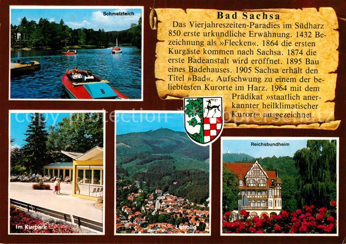 Bad Sachsa Harz Bootfahren Schmelzteich Kurpark Reichsbundheim Chronik Luftbild