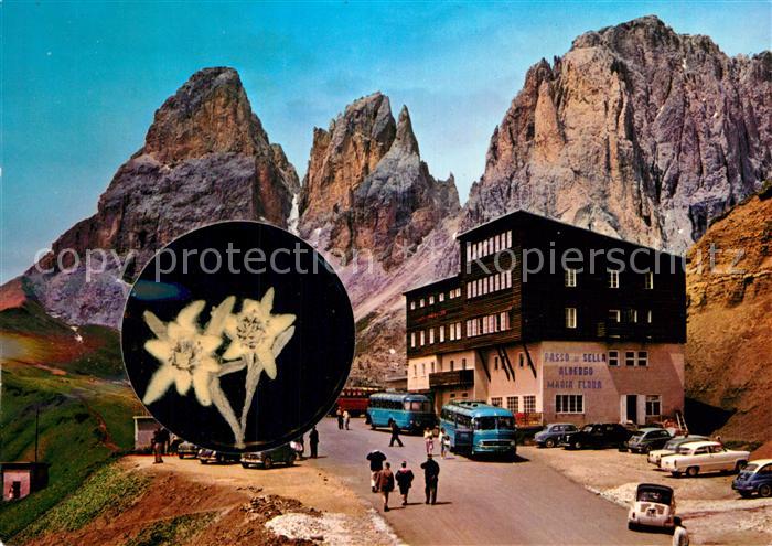 Passo Sella Albergo maria Flora Sellapass Hotel Gebirgspass Dolomiten Edelweiss