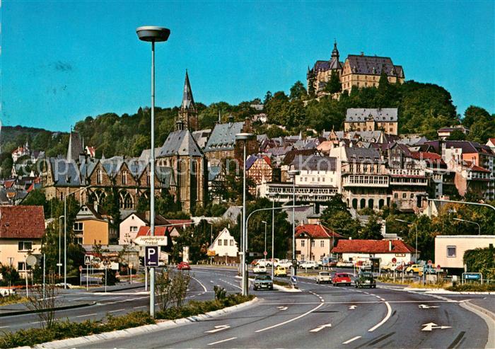 Marburg Lahn Hauptstrasse mit Blick zum Schloss