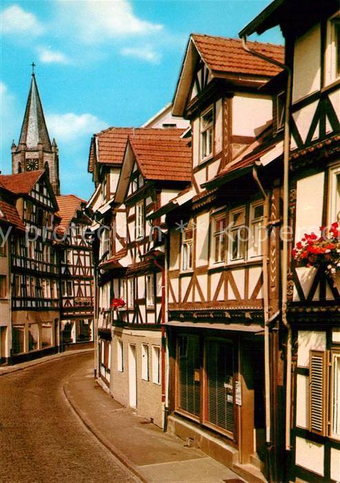 Rotenburg Fulda Brotgasse Fachwerkhaeuser Altstadt Kirchturm