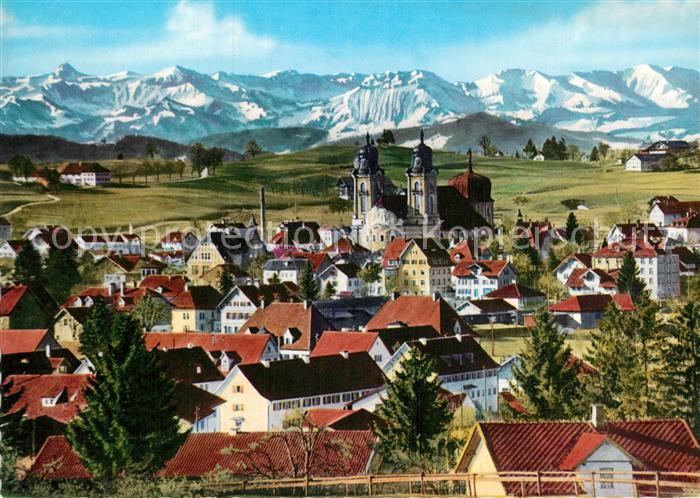 Lindenberg Allgaeu Ortsansicht mit Kirche Alpenpanorama