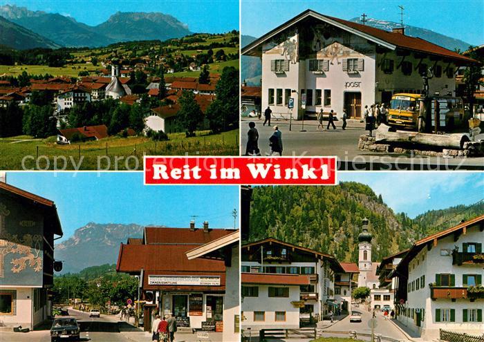 Reit Winkl Gesamtansicht mit Alpenpanorama Ortsmotiv mit Post Dorfstrasse Kirche
