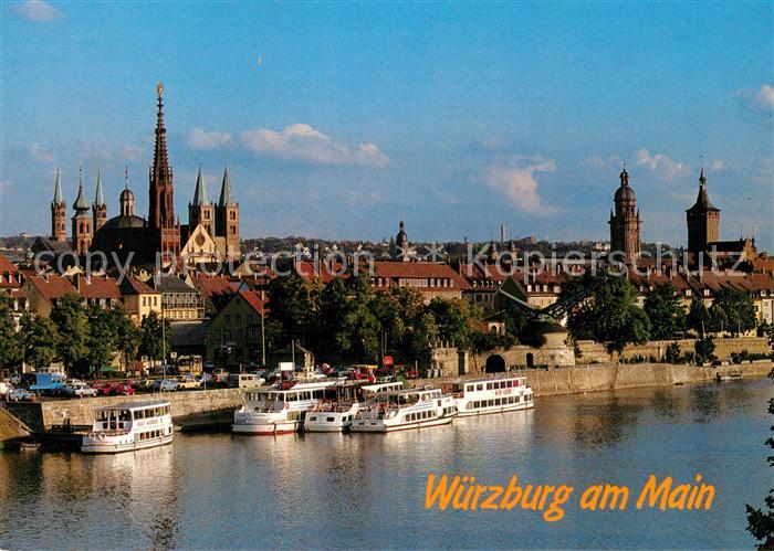 Wuerzburg Blick auf Stadt und Mainufer