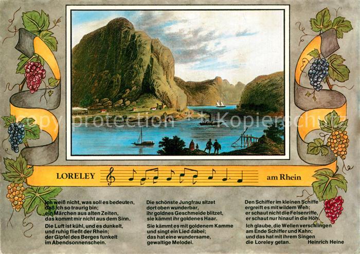 Loreley Lorelei Motiv am Rhein Kuenstlerkarte