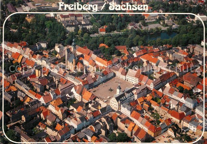 Freiberg Sachsen Stadtzentrum mit Obermarkt Fliegeraufnahme