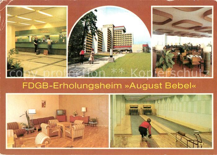 Friedrichroda FDGB Erholungsheim August Bebel Empfangshalle Fernsehraum Kegelbah