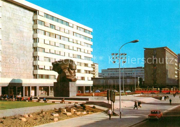 Karl-Marx-Stadt Karl Marx Allee mit Karl Marx Monument