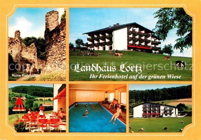 Eberbach Odenwald Landhaus Lortz Ruine Rodenstein Terrasse Hallenbad