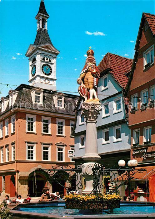 Aalen Innenstadt Marktbrunnen mit Kaiser Josef I und altem Rathaus