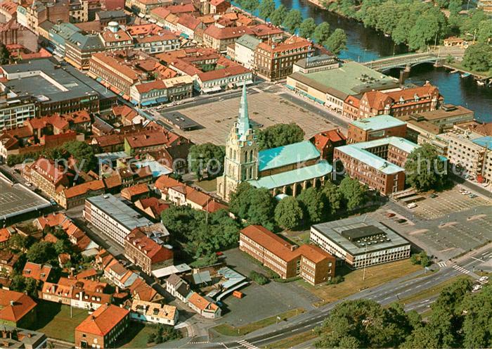 Halmstad Fliegeraufnahme Nikolaikyrkan Slottet Stad sedan