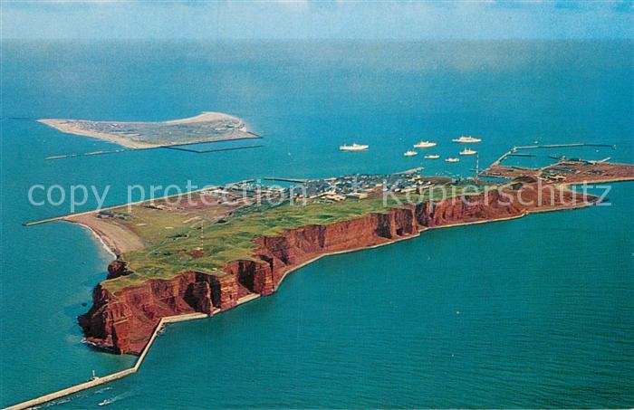 Helgoland Insel und Duene Fliegeraufnahme