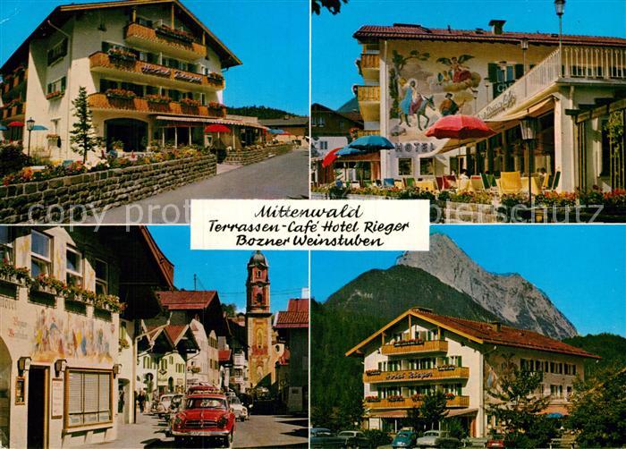 Mittenwald Bayern Terrassen Cafe Hotel Rieger Bozner Weinstuben
