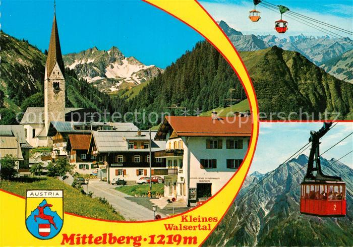 Mittelberg Kleinwalsertal Dorfpartie Kirche Seilbahn