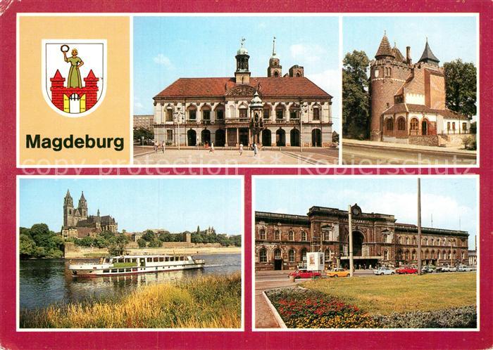 Magdeburg Rathaus Lukasklause Domblick Hauptbahnhof