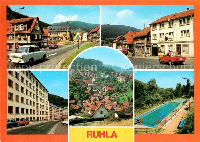 Ruhla PdF Gasthaus zur Traube Uhrenkombinat Teilansicht Schwimmbad