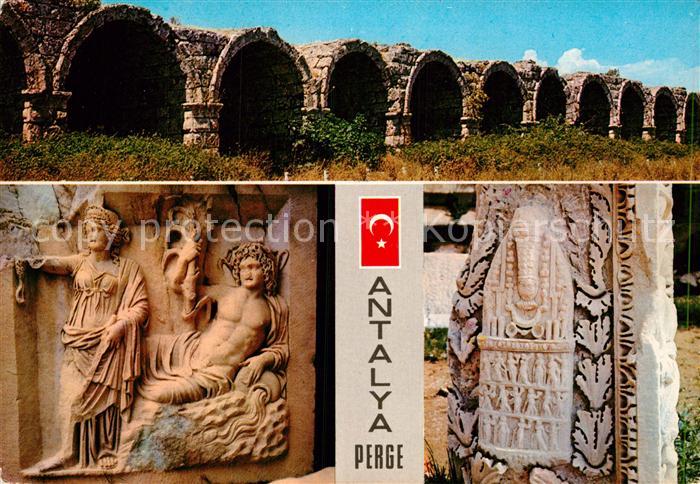 Antalya The background of the Stadium seats the friezes and Artemis of Perge