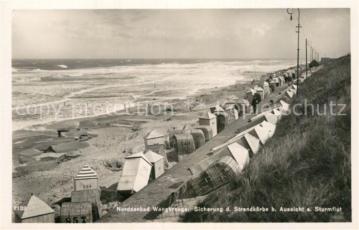 Wangerooge Nordseebad Strand bei Sturmflut