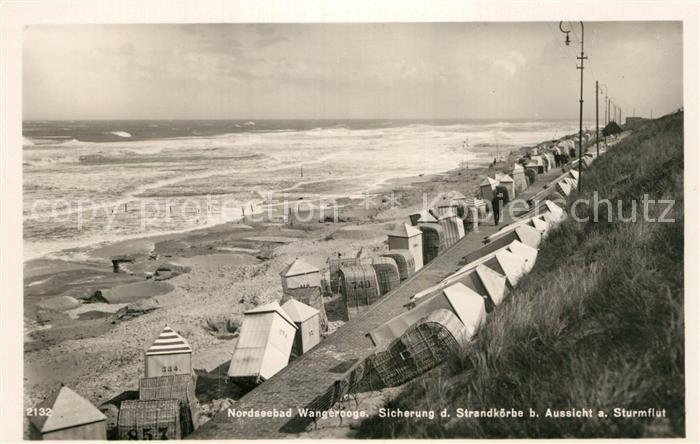 Wangerooge Nordseebad Strand bei Sturmflut