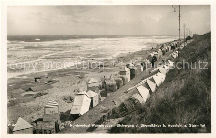 Wangerooge Nordseebad Strand bei Sturmflut