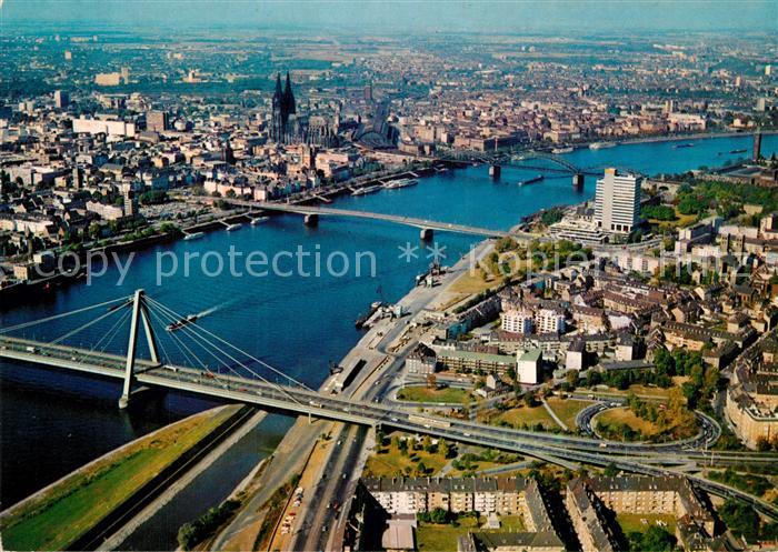 Koeln Rhein Fliegeraufnahme Dom Severinsbruecke Deutzer Bruecke