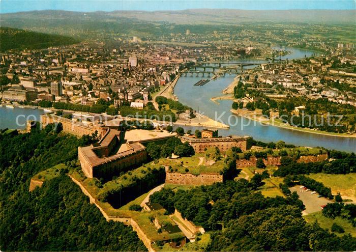 Koblenz Rhein Fliegeraufnahme Festung Ehrenbreitstein Deutsches Eck