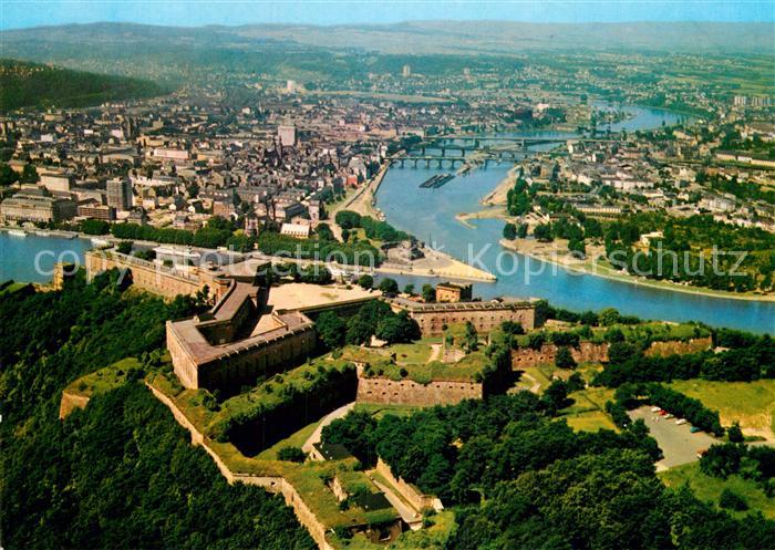 Koblenz Rhein Fliegeraufnahme Festung Ehrenbreitstein Deutsches Eck