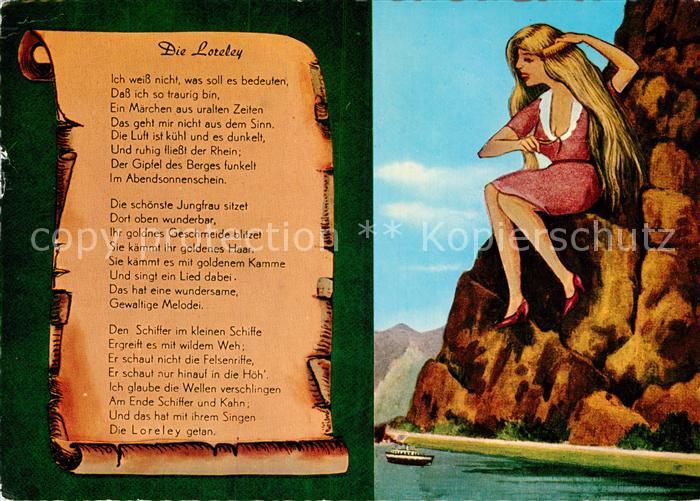 Loreley Lorelei Liedtext Loreleyfelsen mit Jungfrau