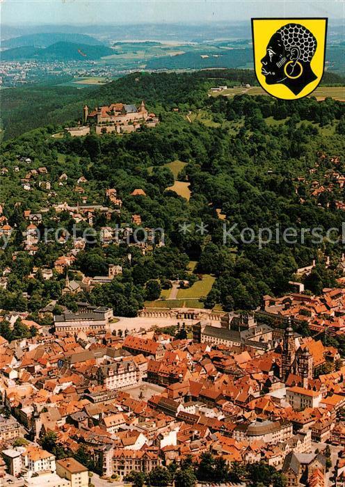 Coburg Stadtkern mit Blick zur Veste Fliegeraufnahme