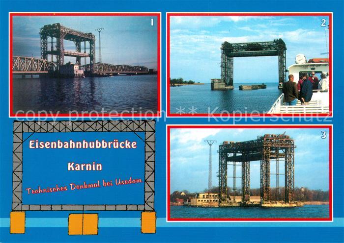 Usedom Eisenbahnhubbruecke Karnin Aufnahme von 1940 und heute