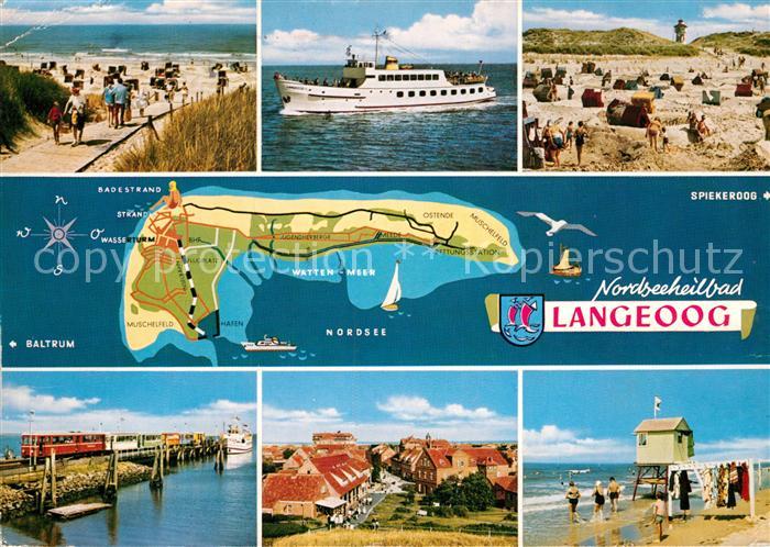 Langeoog Nordseebad Strandpartien Inselkarte Inselzug Teilansicht