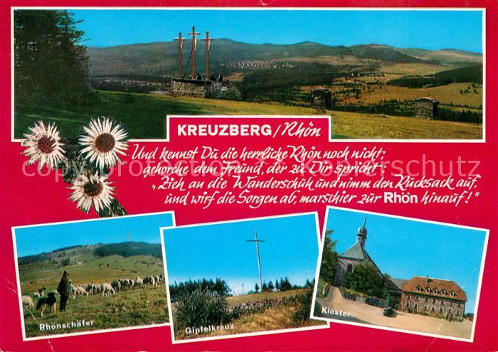 Kreuzberg Rhoen Panorama Rhoenschaefer Gipfelkreuz Kloster