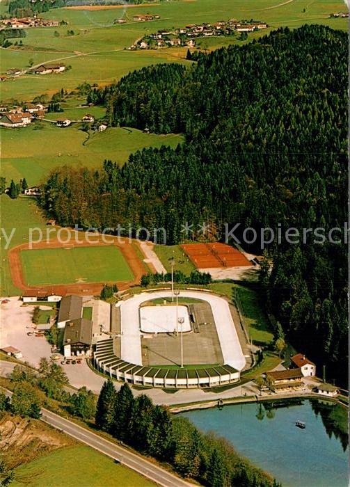 Inzell Eisstadion mit Sportplatz und Tennisanlage Fliegeraufnahme