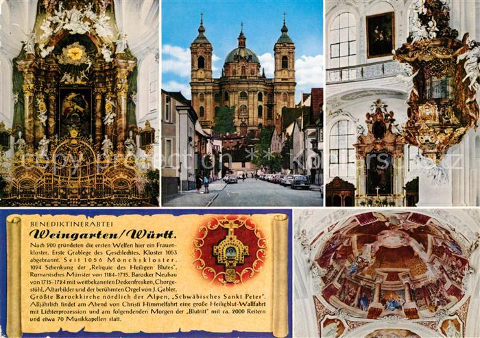 Weingarten Wuerttemberg Benediktinerabtei Altar Kanzel Deckengemaelde