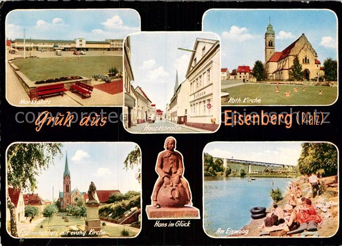 Eisenberg Pfalz Marktplatz Hauptstrasse Kath Kirche Freiheitsplatz mit ev Kirche