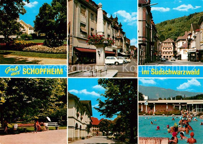 Schopfheim Park Brunnen Strassenpartie Schwimmbad