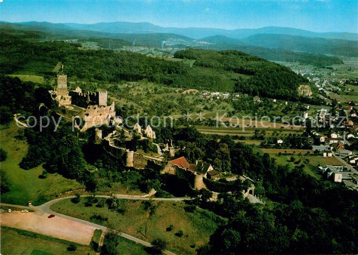Loerrach Fliegeraufnahme mit Burgruine Roetteln