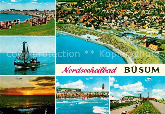 Buesum Nordseebad Strand Fischkutter Promenade Fliegeraufnahme