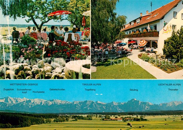 Bad Woerishofen Gaststaette Hartenthal Panorama mit Tiroler Alpen