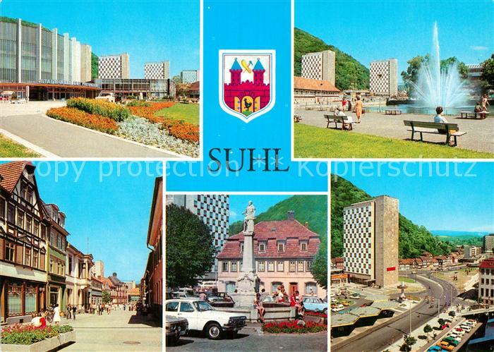 Suhl Thueringer Wald Stadthalle Waffenmuseum Steinweg Waffenschmiedbrunnen Wilhe