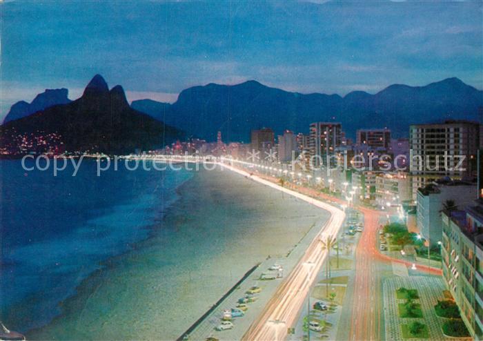 Rio de Janeiro Night view of the beautiful Ipanema and Leblon beaches